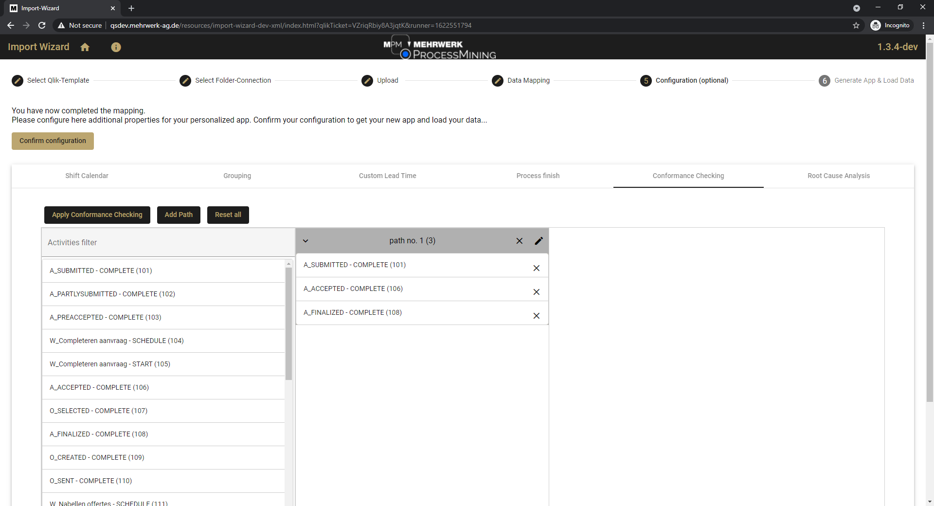 Conformance Checking Wizard