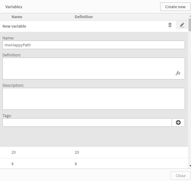 Create a variable